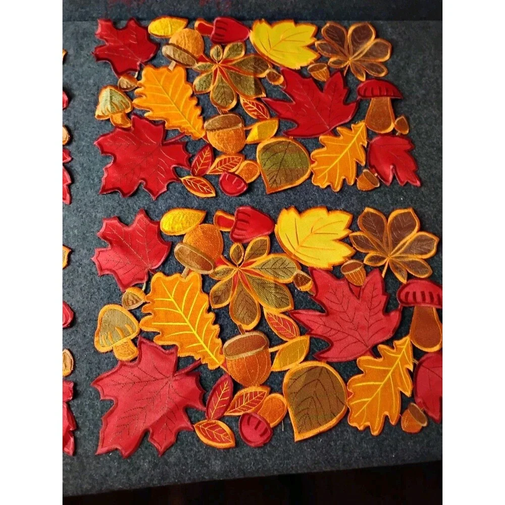 Leaves Mushrooms Acorns Fall Autumn Placemats Die Cut Cutout Set Of 4